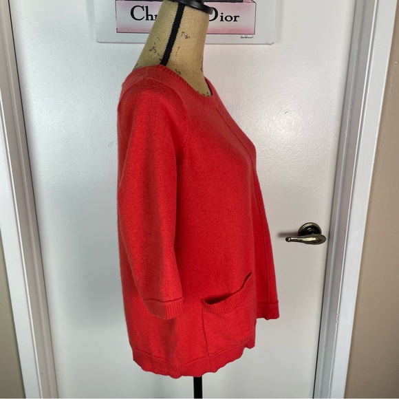 Blouse Woman Extra Fine Merino Wool Sweater Sweatshirt 3/4 Sleeve 1X Plus Red - Picture 5 of 11